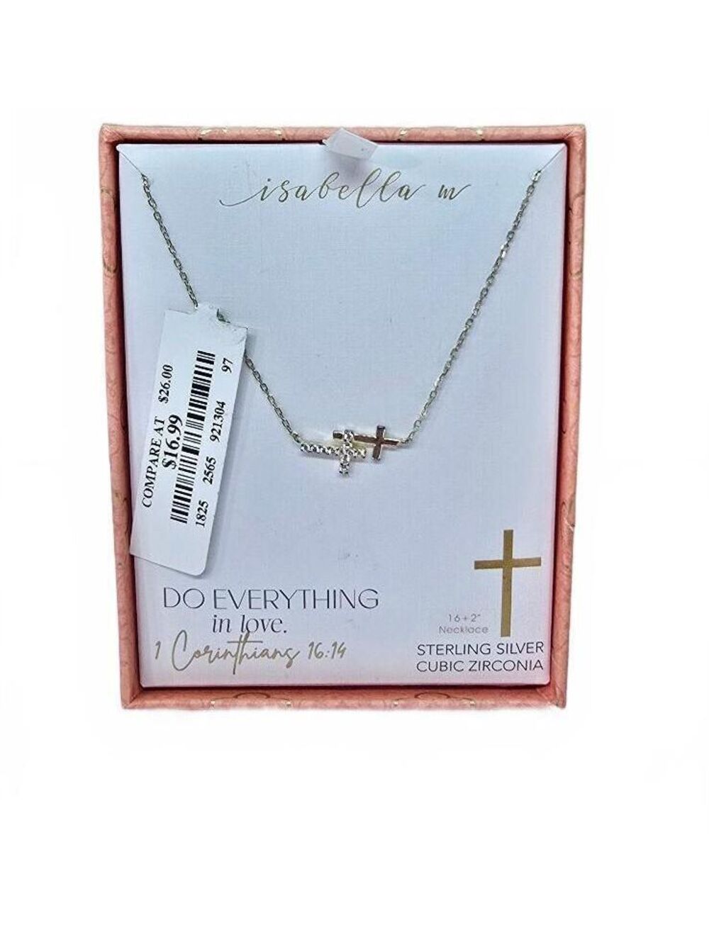 Isabella W Sterling Silver Cubic Zirconia Cross Necklace
